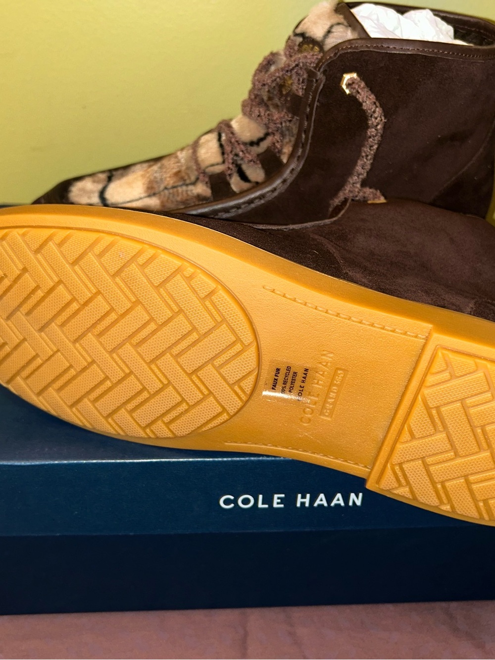 Cole Haan Brown Suede Boots with Yellow Sole